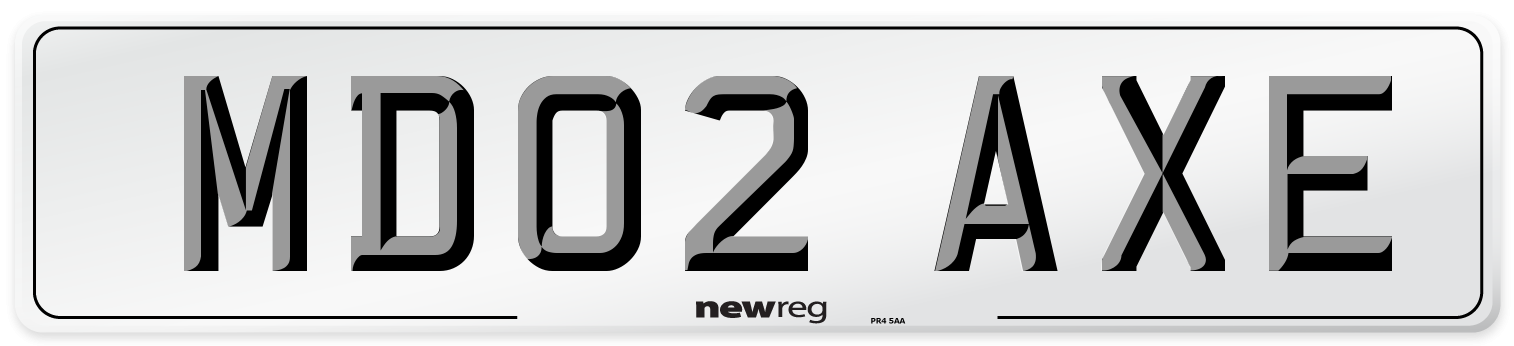 MD02 AXE Number Plate from New Reg